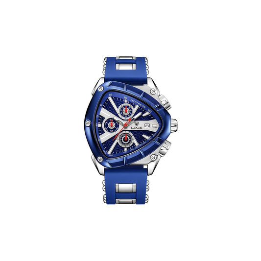 FIRLE Stylish Luxury Watch for Men with Unique Triangular Dial Soft Silicone Strap Chronograph Luminous Hands Waterproof Date Business Elegant Gift for Men
