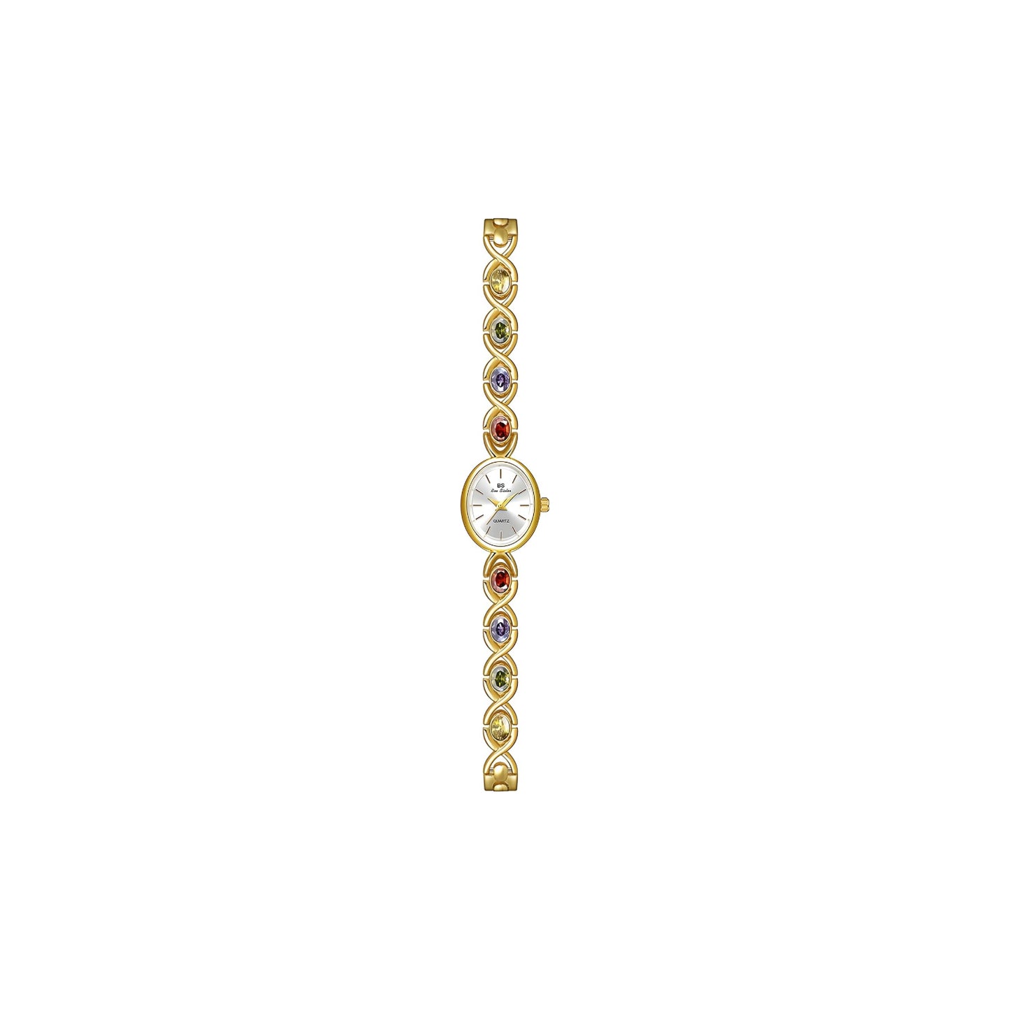 FIRLE Luxury Vintage Gold Watches for Women with Jade Colorful Crystal Small Oval Dainty Silver Watch Ladies Bracelet Dress Quartz Wrist Watch Waterproof Bangle