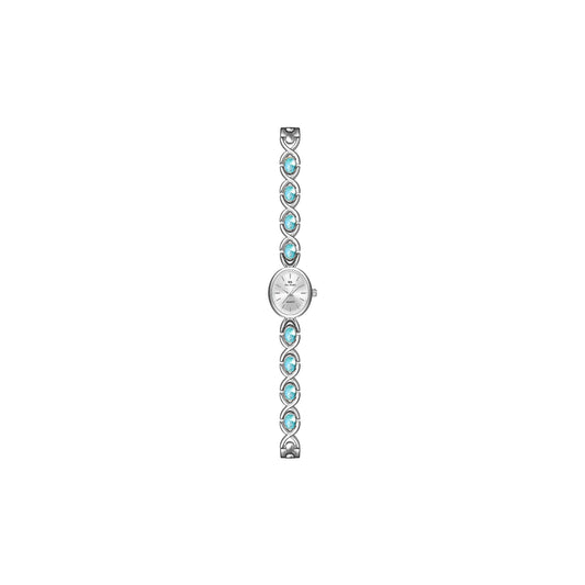 FIRLE Luxury Vintage Gold Watches for Women with Jade Colorful Crystal Small Oval Dainty Silver Watch Ladies Bracelet Dress Quartz Wrist Watch Waterproof Bangle