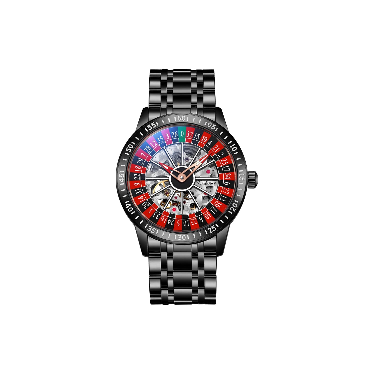 FIRLE Roulette Wheel Men‘s Watches Automatic Mechanical Watch for Men Swinging Rotary Dial Design Hollow Skeleton Watches Stainless Steel Waterproof Business Wristwatch
